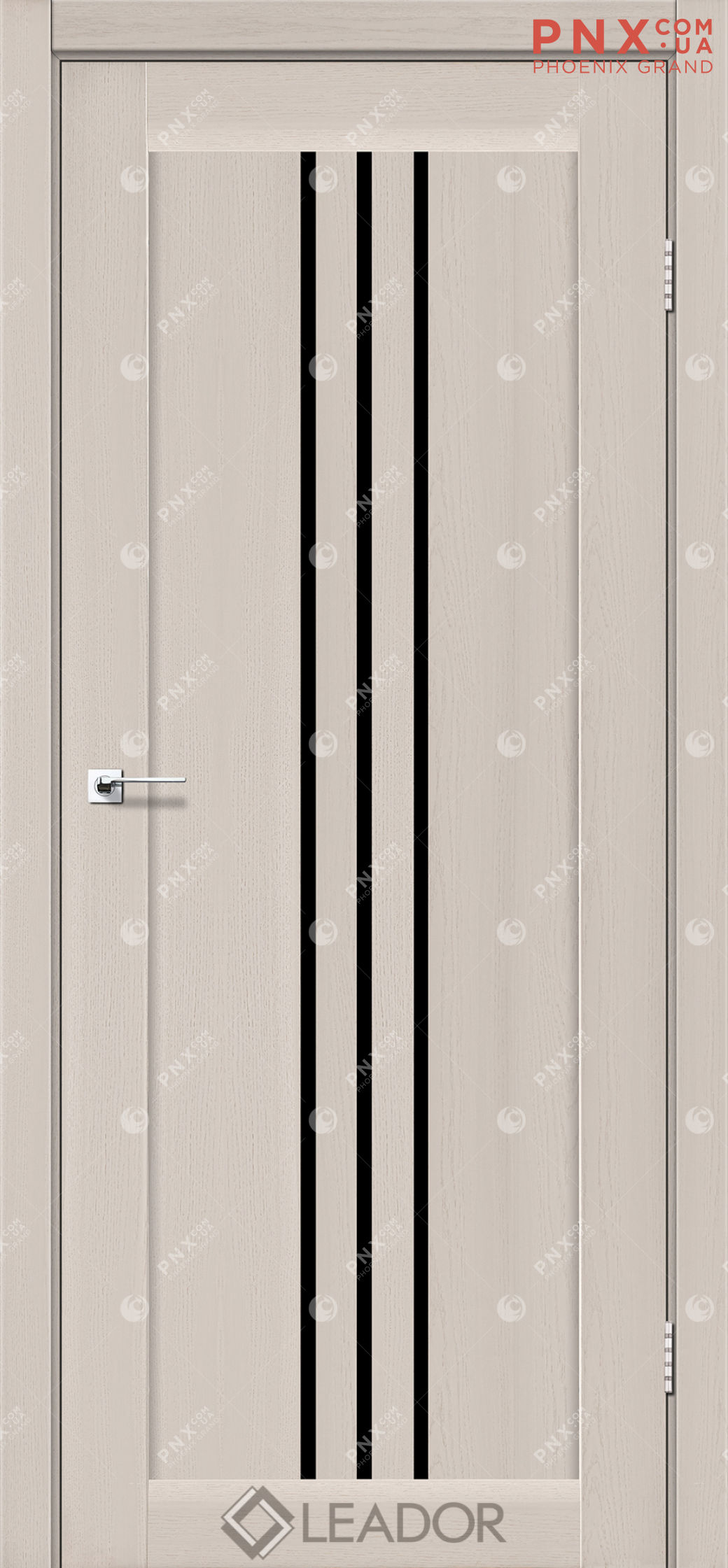 Межкомнатная дверь LEADOR Verona, Дуб Латте, Черное стекло