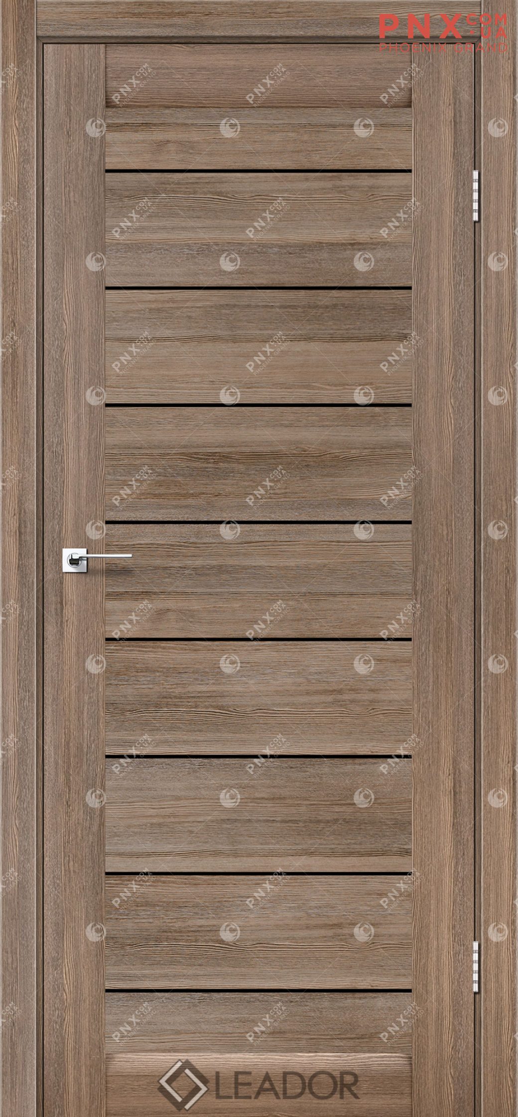 Міжкімнатні двері LEADOR Neapol, Сіре дерево, Чорне скло