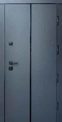 Вхідні двері Qdoors, колекція ПРОТЕКТ, ПЕРФЕКТ  4 контура, антрацит/білий супермат +ДЗЕРКАЛО