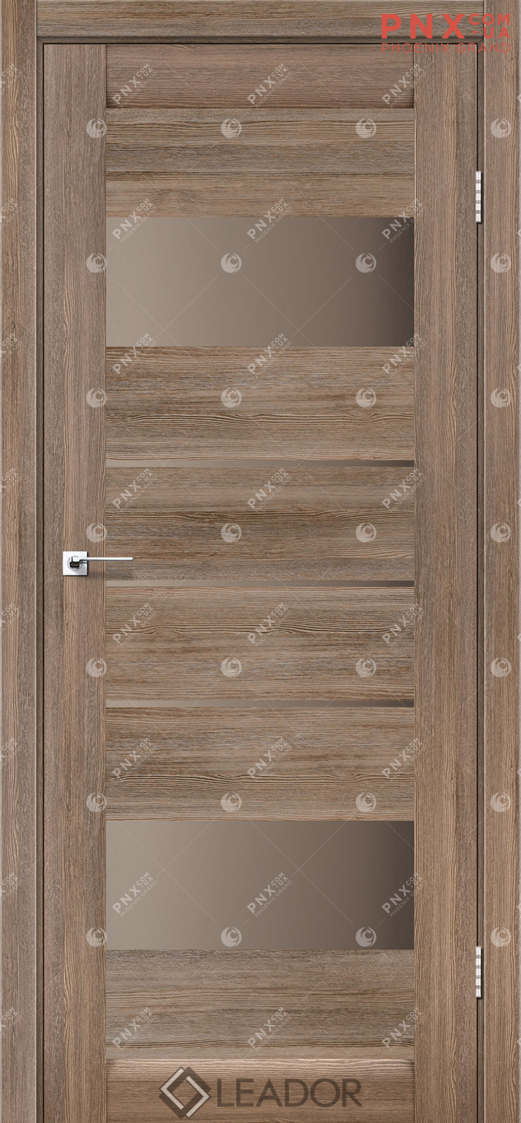 Міжкімнатні двері LEADOR Arona, Сіре дерево, Скло сатин бронза