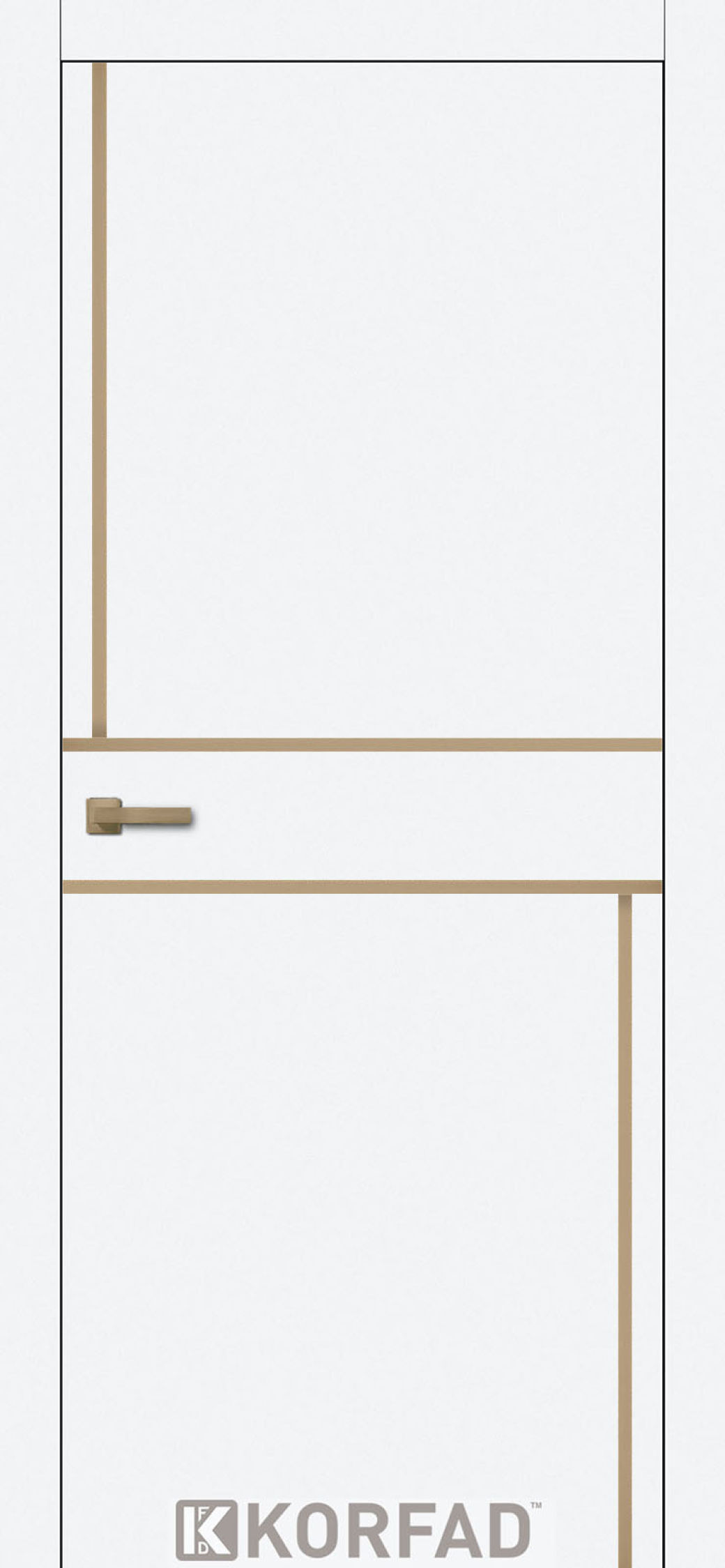 Міжкімнатні двері Korfad, ALP-07(DSP), білий перламутр, глухі, вставка алюміній бронза 20 мм,  алюмінієва кромка
