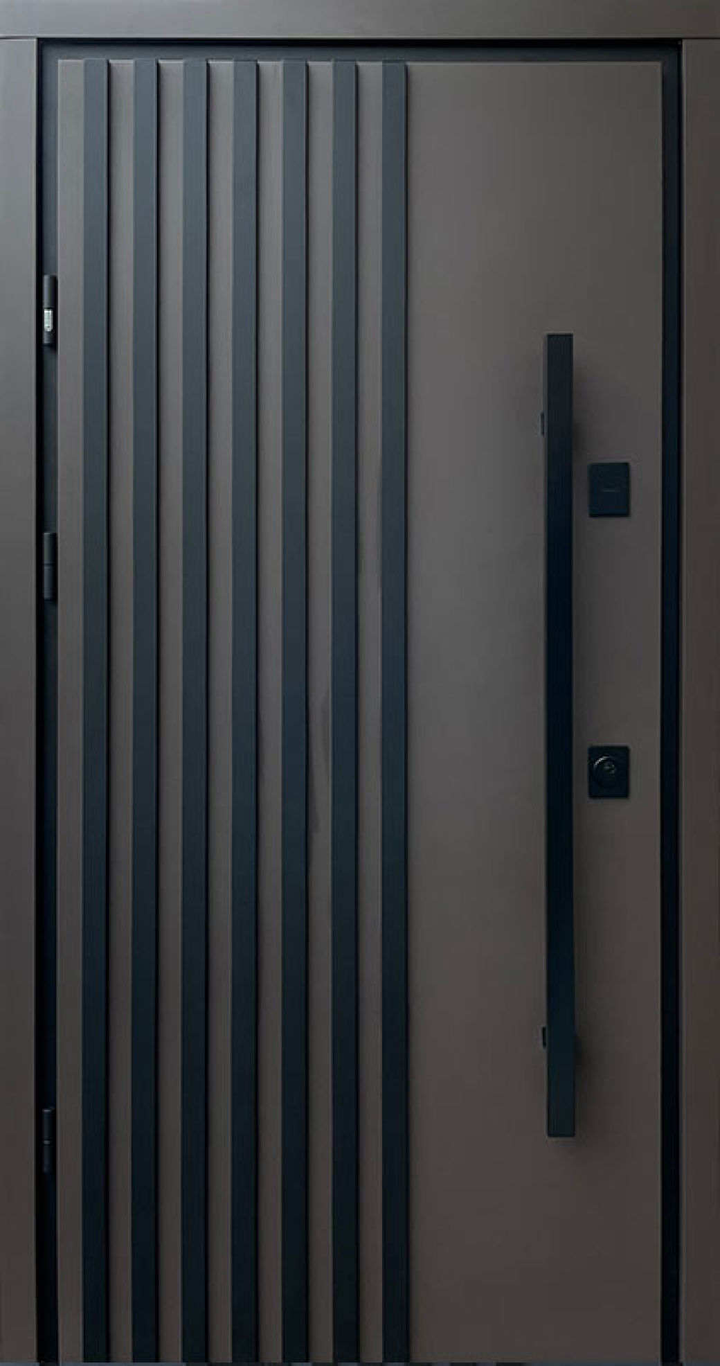 Вхідні двері Qdoors, Berez Street Plus, LOFT, RAL пісок 8019 /дуб 23, ручка квардат чорна