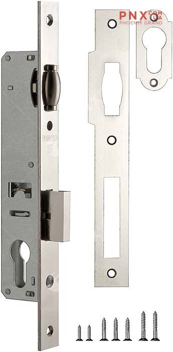 Корпус узкопрофильного замка с роликовой защёлкой 155-20 CP (хром) FUARO (для профильных дверей)