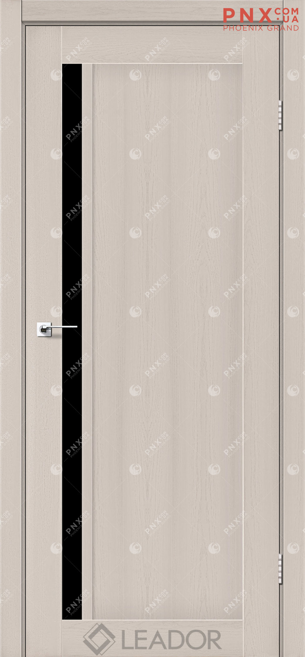 Межкомнатная дверь LEADOR Toskana, Дуб Латте, Черное стекло