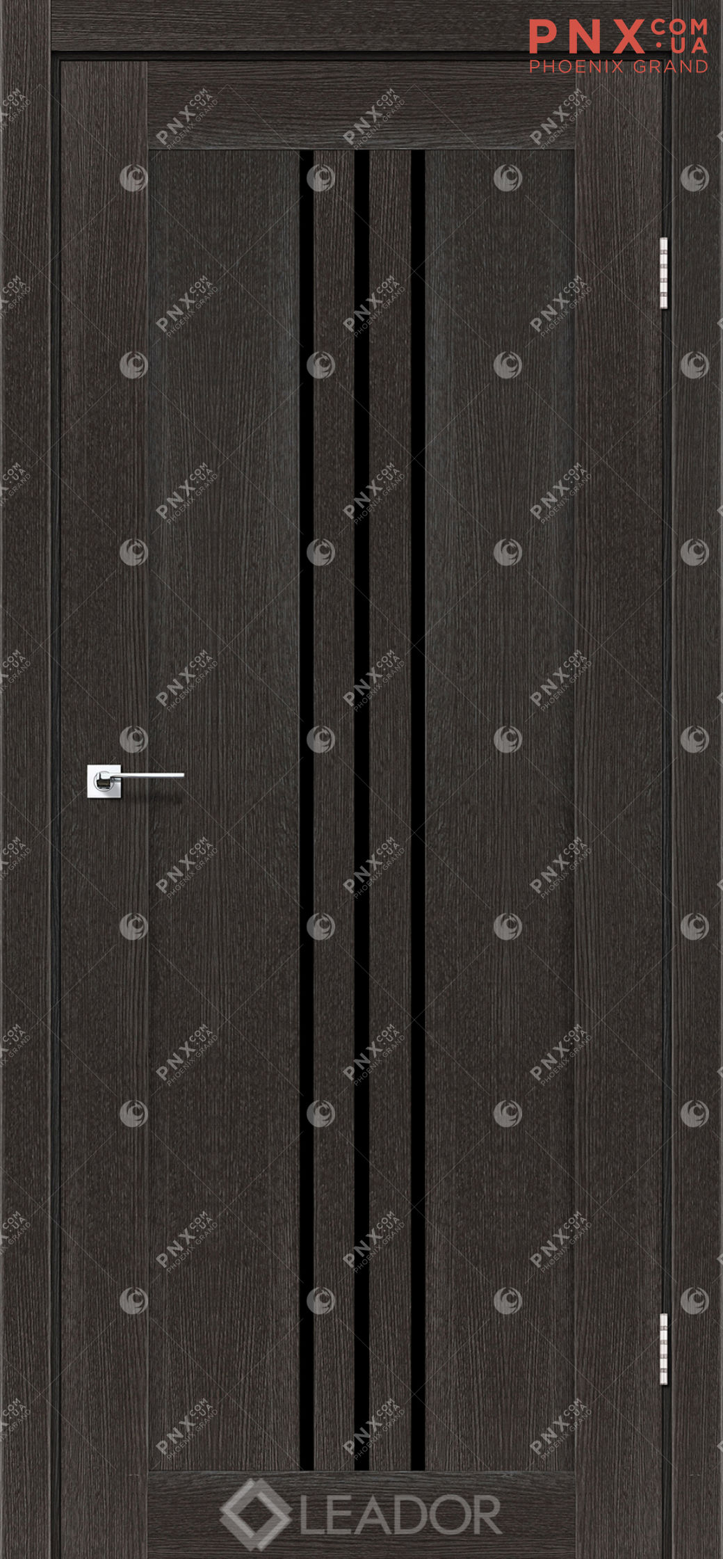 Межкомнатная дверь LEADOR Verona, Дуб Саксонский, Черное стекло