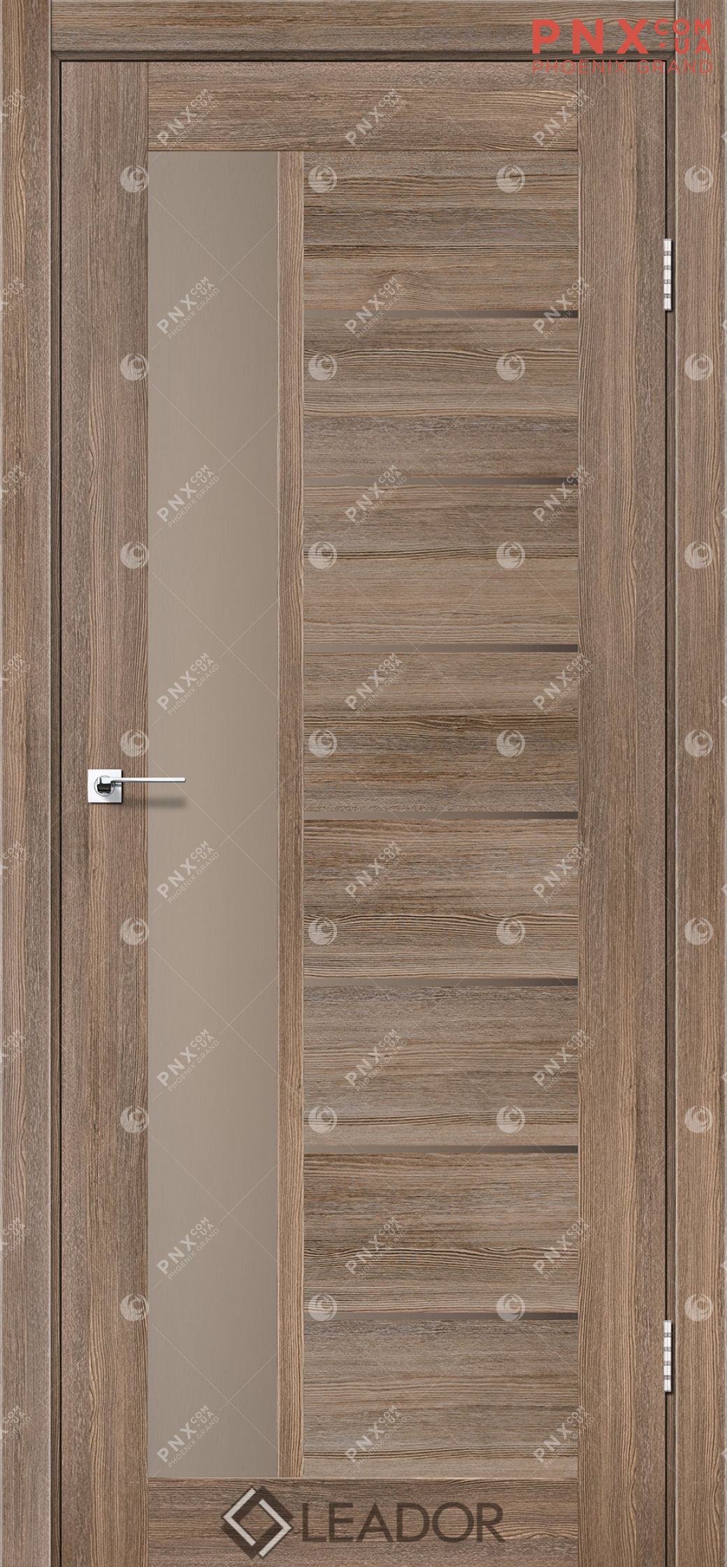 Межкомнатная дверь LEADOR Lorenza, Серое дерево, Стекло сатин бронза