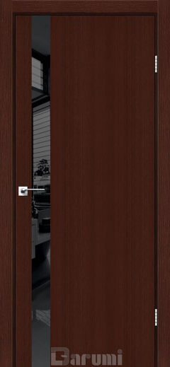 Міжкімнатні двері Darumi Plato, Венге Панга, Lacobel чорний+звичайна кромка