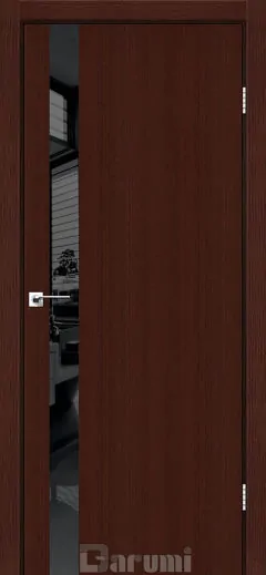 Міжкімнатні двері Darumi Plato (40 мм) Венге Панга Lacobel чорний+звичайна кромка