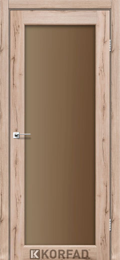 Міжкімнатні двері  Korfad, SV-01, дуб тобакко, Сатин бронза 8 мм