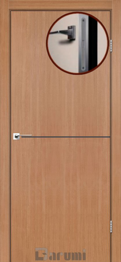 Міжкімнатні двері Darumi Plato PTL-03 (40 мм) Дуб Натуральний, Антрацитна вставка+алюмінієва кромка