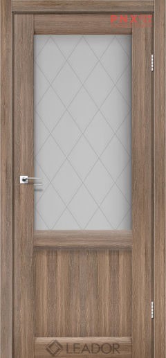 Міжкімнатні двері LEADOR Laura LR-01, Сіре дерево, Скло сатин, біле+L1