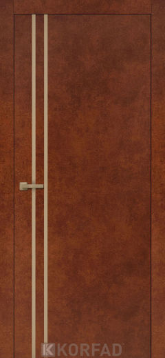 Міжкімнатні двері Korfad, ALP-01(DSP), Сталь Кортен, глухі, вставка алюміній бронза 20 мм,  звичайна кромка