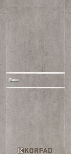 Міжкімнатні двері Korfad, ALP-03(DSP), лайт бетон, глухі, вставка алюміній 8мм,  звичайна кромка