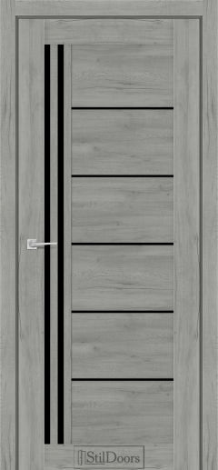 Міжкімнатні Двері StilDoors Vitano (40мм.) Дуб Платина Чорне скло