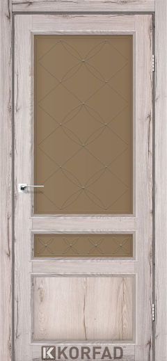 Міжкімнатні двері  Korfad, CL-05 зі штапиком, дуб нордік, Сатин бронза + малюнок М1