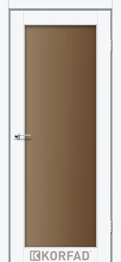 Міжкімнатні двері  Korfad, SV-01, Білий перламутр, Сатин бронза 8 мм