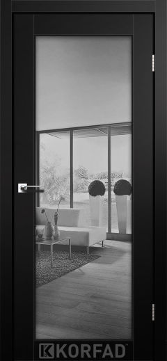 Міжкімнатні двері  Korfad, SV-01, Super Pet чорний, Двостороннє триплекс дзеркало графіт