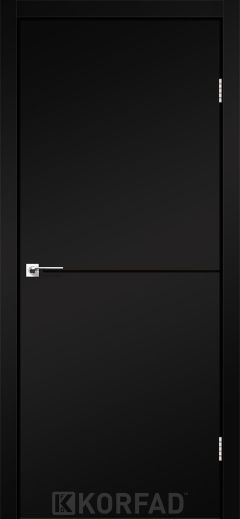 Міжкімнатні двері Korfad, DLP-01(Sota), Super PET чорний, глухі, декоративна чорна вставка, кромка чорна матова