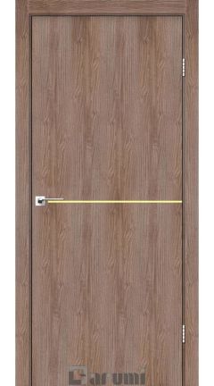 Міжкімнатні двері Darumi Plato PTL-03 (40 мм) Горіх Бургун, золота вставка+звичайна кромка