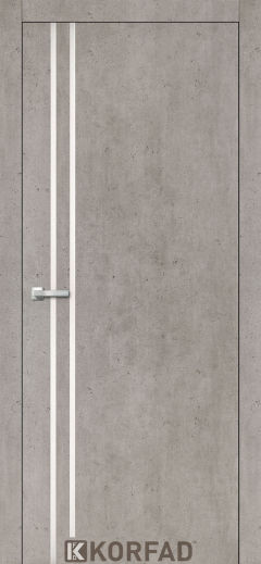 Міжкімнатні двері Korfad, ALP-01(DSP), лайт бетон, глухі, вставка алюміній 8мм,  алюмінієва кромка