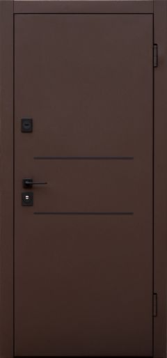 Вхідні двері Форт Нокс, Колекція "Гранд" ( Метал/МДФ), Матовий цинк коричневий 8019 + молдинги/ Дуб немо сріблястий, без фрезерування, ВУЛИЦЯ