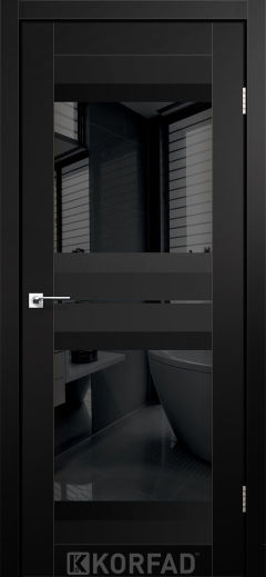 Міжкімнатні двері  Korfad, Aliano AL-07, Super Pet чорний, Двостороннє чорне скло