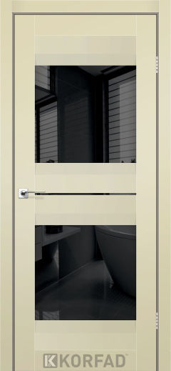 Міжкімнатні двері  Korfad, Aliano AL-07, Super Pet магнолія, Двостороннє чорне скло