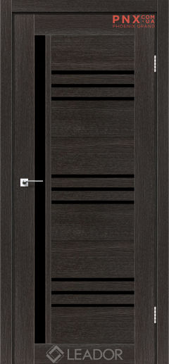 Межкомнатная дверь LEADOR Compania, Дуб Саксонский, Черное стекло