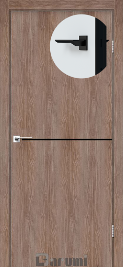 Міжкімнатні двері Darumi Plato PTL-03 (40 мм) Горіх Бургун, чорна вставка+чорна матова кромка