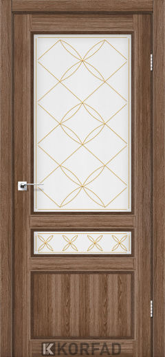 Міжкімнатні двері  Korfad, CL-05 зі штапиком, дуб грей, Сатін білий + малюнок М2