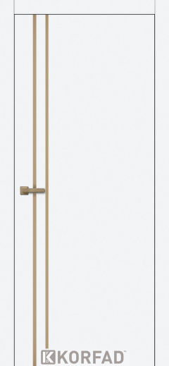 Міжкімнатні двері Korfad, ALP-01(DSP), білий перламутр, глухі, вставка алюміній бронза 20 мм,  звичайна кромка