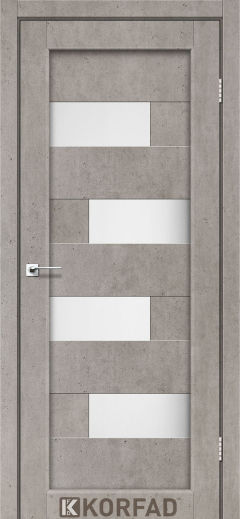 Міжкімнатні двері  Korfad, PM-10, лайт бетон, Сатін білий