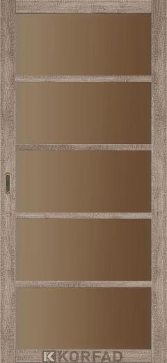 Міжкімнатні двері  Korfad, , BL-02, еш-вайт, скло сатин бронза