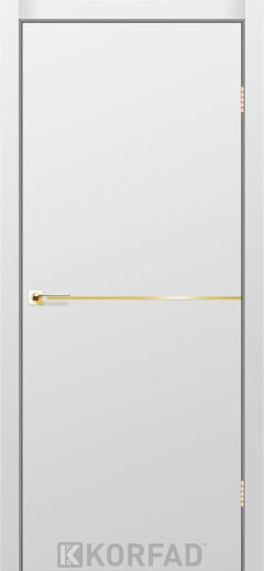 Міжкімнатні двері Korfad, DLP-01(Sota), Super PET сірий, глухі, декоративна золота вставка, кромка чорна матова