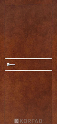 Міжкімнатні двері Korfad, ALP-03(DSP), Сталь Кортен, глухі, вставка алюміній 8мм,  звичайна кромка