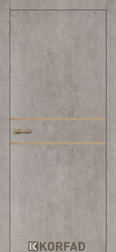 Міжкімнатні двері Korfad, ALP-03(DSP), лайт бетон, глухі, вставка алюміній бронза 20 мм,  алюмінієва кромка