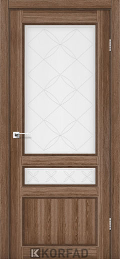 Міжкімнатні двері  Korfad, CL-05 зі штапиком, дуб грей, Сатін білий + малюнок М1