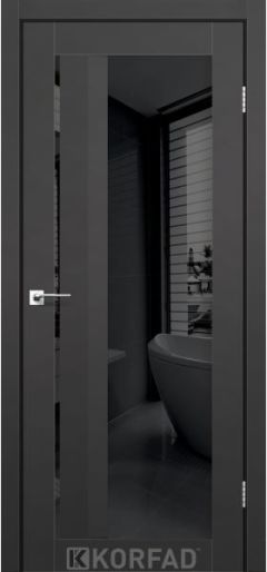 Міжкімнатні двері  Korfad, AL-06, Super Pet чорний, Двостороннє чорне скло