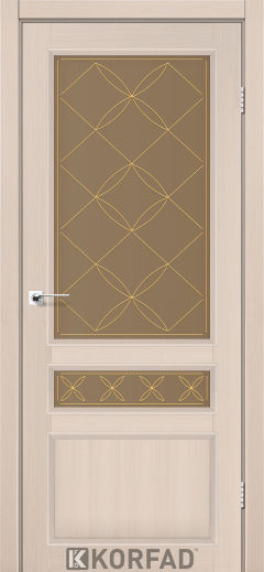 Міжкімнатні двері  Korfad, CL-05 зі штапиком, дуб білений, Сатин бронза + малюнок М2