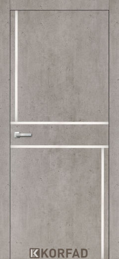 Міжкімнатні двері Korfad, ALP-07(DSP), арт бетон, глухі, вставка алюміній 8мм,  звичайна кромка