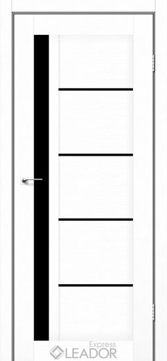 Межкомнатная дверь LEADOR Express Rim ( 40 мм) Leador Rim, Білий лен, Чорне скло
