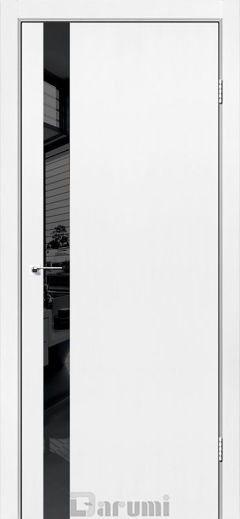 Міжкімнатні двері Darumi Plato, Білий матовий, Lacobel чорний + Алюм. Торець