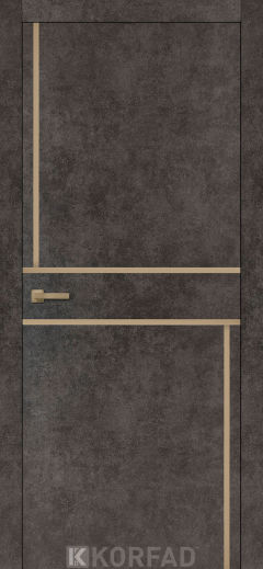 Міжкімнатні двері Korfad, ALP-07(DSP), лофт бетон, глухі, вставка алюміній бронза 20 мм,  алюмінієва кромка