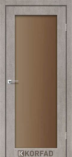 Міжкімнатні двері  Korfad, SV-01, лайт бетон, Сатин бронза 8 мм