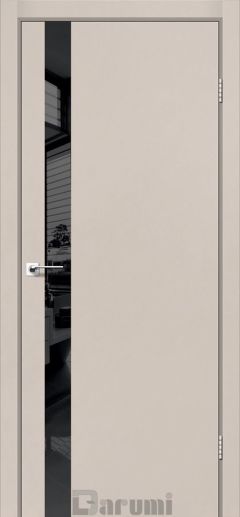 Міжкімнатні двері Darumi Plato, Сірий бетон, Lacobel чорний + Алюм. Торець