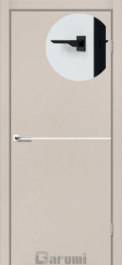 Міжкімнатні двері Darumi Plato PTL-03 (40 мм) Димчастий Краст, Нікелева вставка+чорна матова кромка