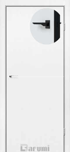 Міжкімнатні двері Darumi Plato PTL-03 (40 мм) Білий матовий, Нікелева вставка+чорна матова кромка