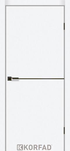Міжкімнатні двері Korfad, DLP-01(Sota), Білий перламутр, глухі, декоративна чорна вставка, кромка алюмінієва