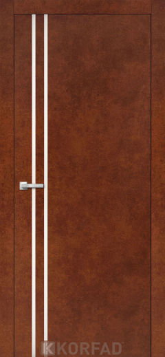 Міжкімнатні двері Korfad, ALP-01(DSP), Сталь Кортен, глухі, вставка алюміній 8мм,  звичайна кромка