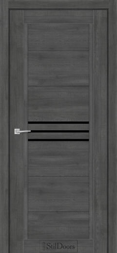 Міжкімнатні Двері StilDoors Ravello (40мм.) Дуб Смокі Чорне скло